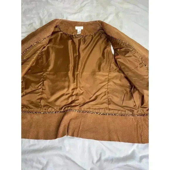 Chico’s Women's Leather Vest Brown Suade size 2 Bohemian Boho Country Vests - Picture 9 of 9